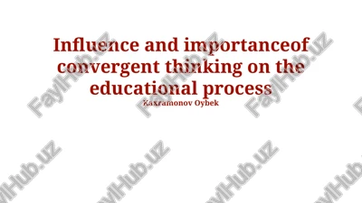 fostering convergent thinking in the classroom — PPTX