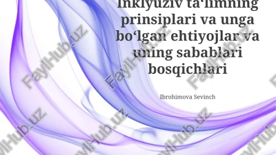 inklyuziv ta'limning prinsiplari va unga bo‘lgan ehtiyojlar va uning sabablari bosqichlari — PPTX