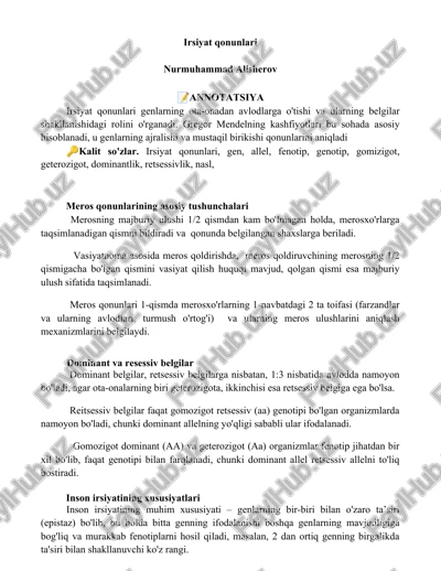 irsiyat qonunlari — DOCX