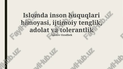 islomda inson huquqlari himoyasi, ijtimoiy tenglik, adolat va tolerantlik — PPTX