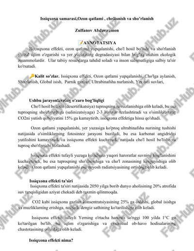issiqxona samarasining ekologik muammolari — DOCX