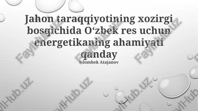oʻzbekiston energetika xavfsizligi — PPTX