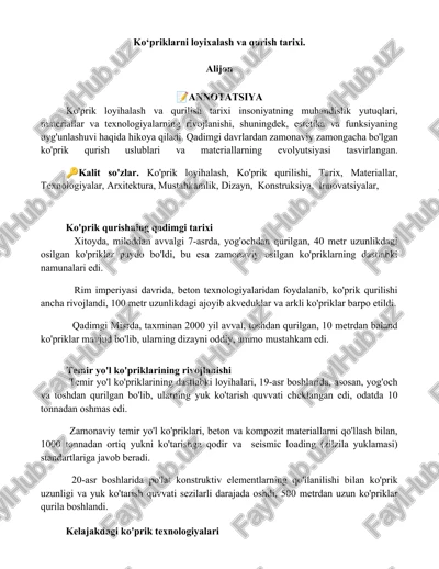 ko‘priklarni loyixalash va qurish tarixi — DOCX