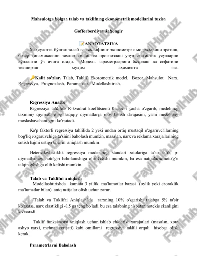 talab va taklifni aniqlash — DOCX