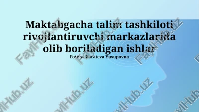 maktabgacha talim tashkiloti rivojlantiruvchi markazlarida olib boriladigan ishlar — PPTX