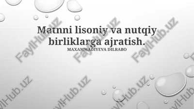 matnni lisoniy va nutqiy birliklarga ajratish — PPTX