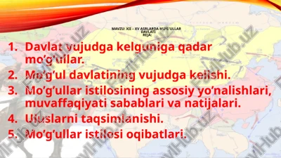xii – xv asrlarda mo’g’ullar davlati — PPTX