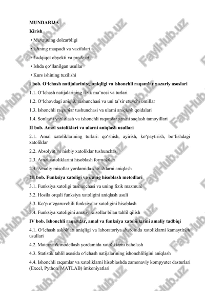 ishonchli raqamlar soni hisoblash qoidasi. amal xatoligi. funksiya xatoligi — DOCX