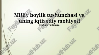 milliy boylik tushunchasi va uning iqtisodiy mohiyati — PPTX