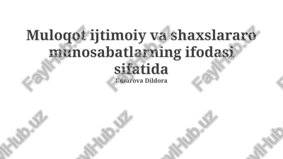muloqot konfliktlarini yechish va munosabatlarni mustahkamlash — PPTX