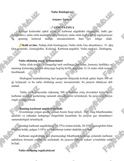 nafas fiziologiyasi — DOCX