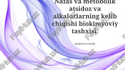 nafas va metobolik atsidoz va alkalozlarning kelib chiqishi biokimyoviy tashxisi — PPTX