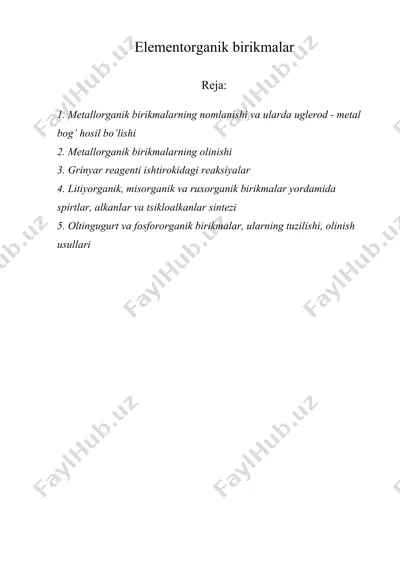 elementorganik birikmalar — DOCX