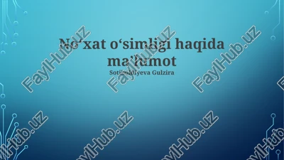 noʻxat yetishtirish texnologiyalari — PPTX