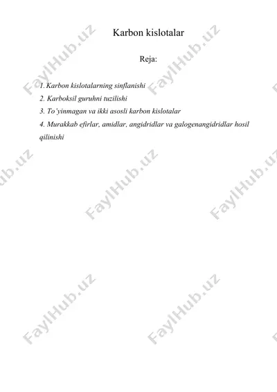 karbon kislotalar — DOCX