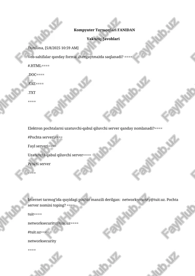 kompyuter tarmoqlari fanidan yakuniy javoblari — DOCX