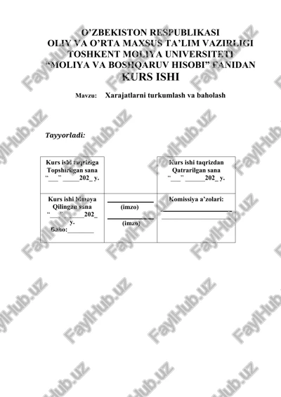 moliya va boshqaruv hisobi — DOCX
