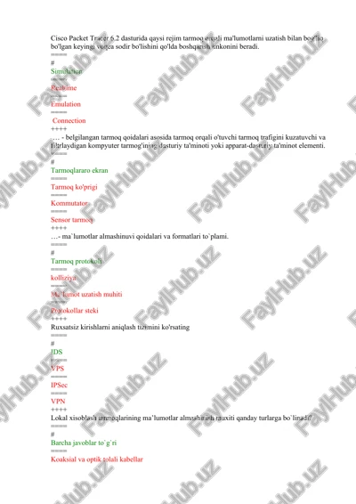 cisco packet tracer 6.2 dasturi — DOCX