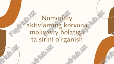 nomoddiy aktivlarning korxona moliyaviy holatiga ta'sirini o'rganish — PDF