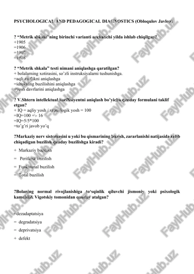 psychological and pedagogical diagnostics — DOCX