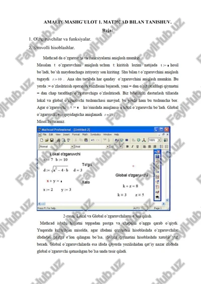 mathcad bilan tanishuv — DOCX