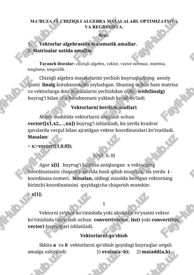 chiziq algebra masalalari — DOCX