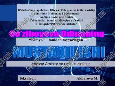 aminlar va aminokislotalar — PPTX