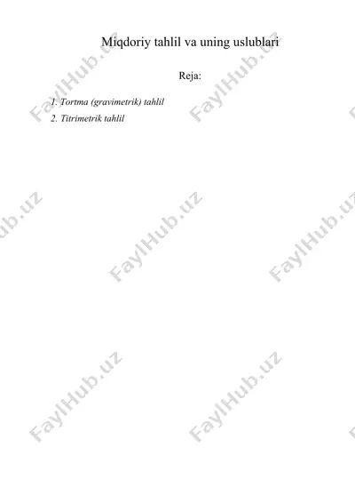 miqdoriy tahlil va uning uslublari — DOCX