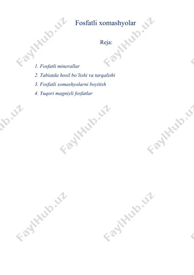 fosfatli xomashyolar — DOCX