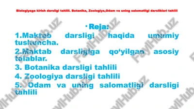biologiyaga kirish darsligi tahlili — PPTX