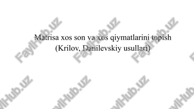 matrisaxossonvaxosqiymatlarinitopish — PPTX