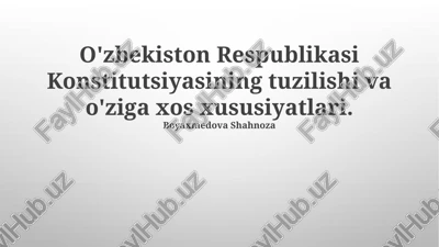 o'zbekiston respublikasi konstitutsiyasining tuzilishi — PPTX
