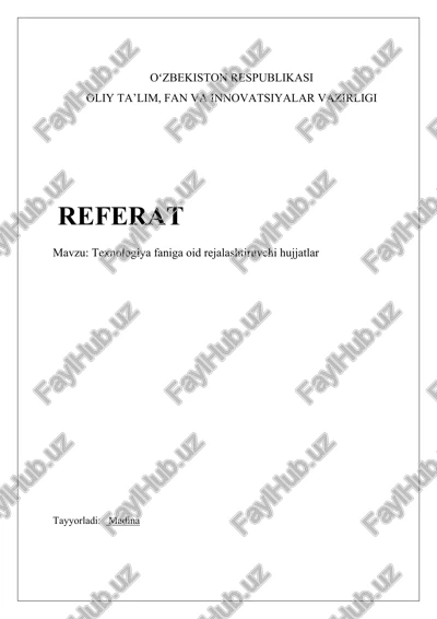 texnologiya fanidan o'quv reja hujjatlari — DOCX