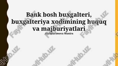 bank buxgalteriya hisobi prinsiplari va standartlari — PPTX