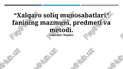 xalqaro soliq munosabatlari — PPTX