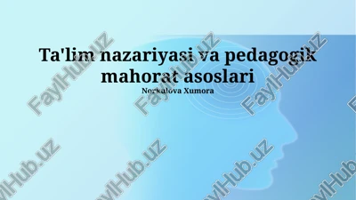 ta'lim nazariyasi va pedagogik mahorat asoslari — PPTX
