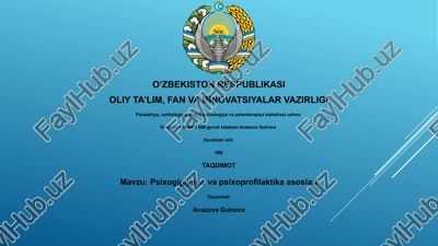 psixogigiyena va psixoprofilaktika asoslari — PPTX
