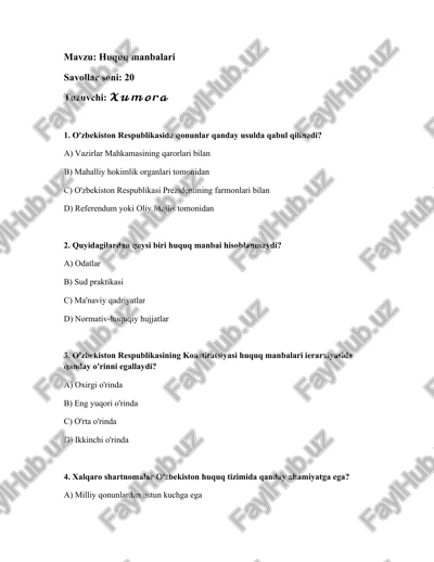huquq manbalari — DOCX