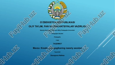 kreativ pedagogikaning nazariy asoslari — PPTX