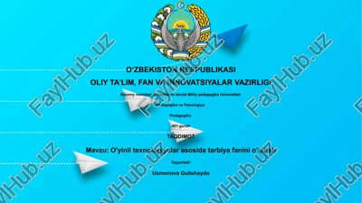 o'yinli texnologiyalar asosida tarbiya fanini o'qitish — PPTX