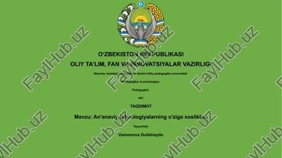 an'anaviy tehnologiyalarning o'ziga xosliklari — PPTX