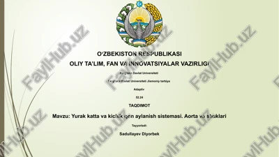 yurak katta va kichik qon aylanish sistemasi. aorta va shaklari — PPTX