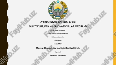 o'quvchilar faolligini faollashtirish — PPTX