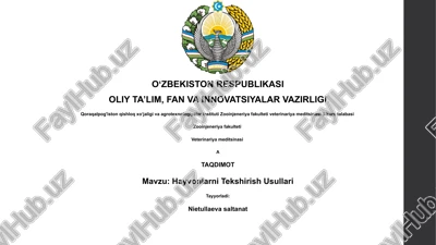 hayvonlarni tekshirish usullari — PPTX