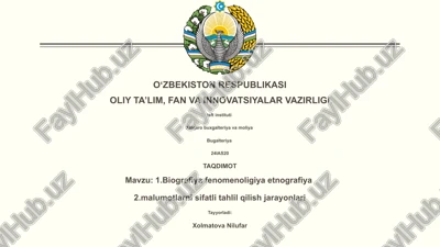 biografiya, fenomenologiya va etnografiyaga kirish — PPTX