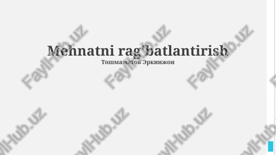 mehnatni rag'batlantirish — PPTX
