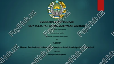 profissional ta’limga dual o’qitish tizimini tadbiq etish istiqbollari — PPTX