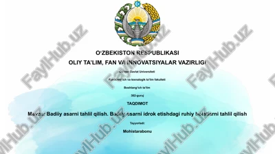 badiiy asarni tahlil qilish — PPTX