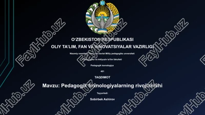 pedagogik texnologiyalarning rivojlanishi — PPTX