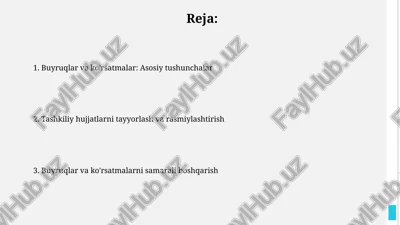 buyruqlar va ko'rsatmalar: asosiy tushunchalar — PPTX
